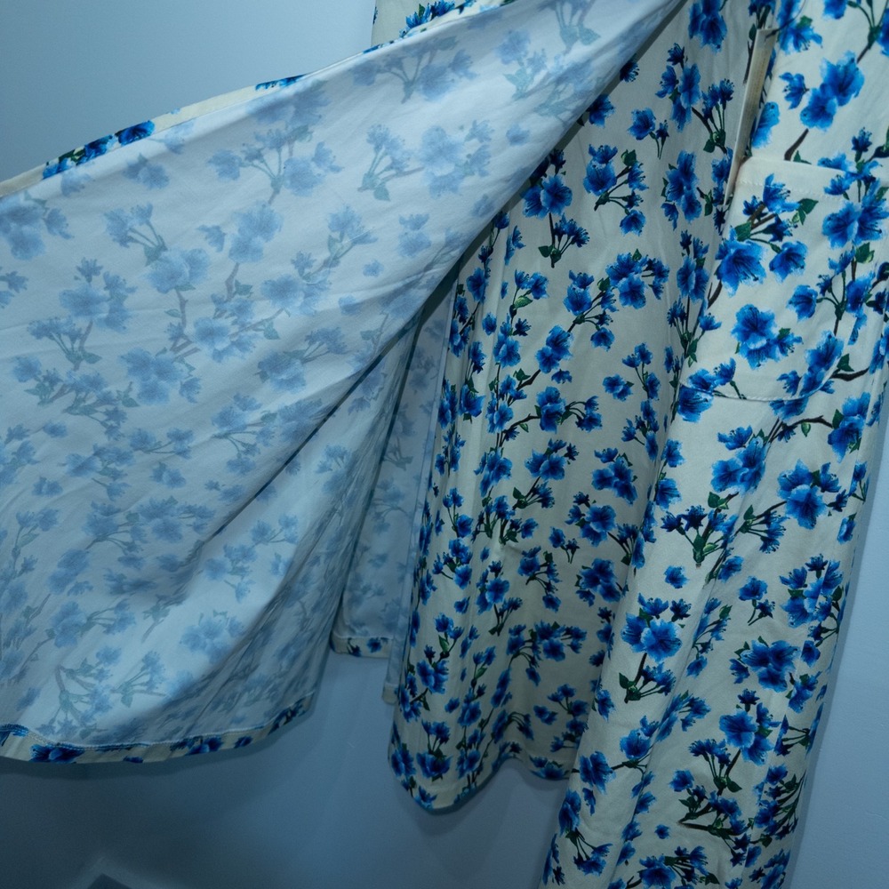Lindy Bop Blue Blossom Floral Lorraine Tea Midi Dress Medium NWT - Picture 6 of 7